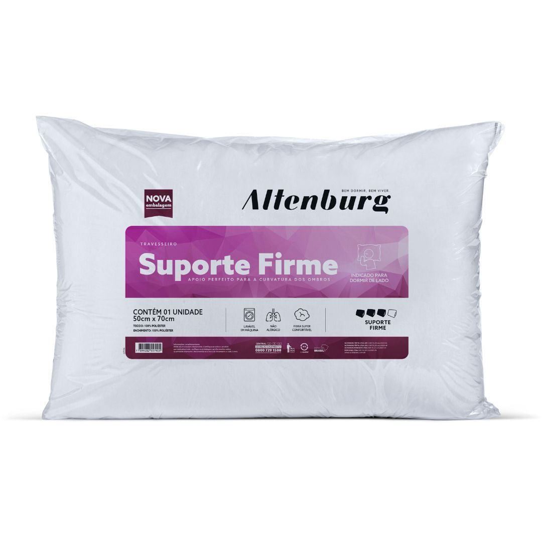 Travesseiro Suporte Firme Altenburg Poliéster 50cm x 70cm Branco